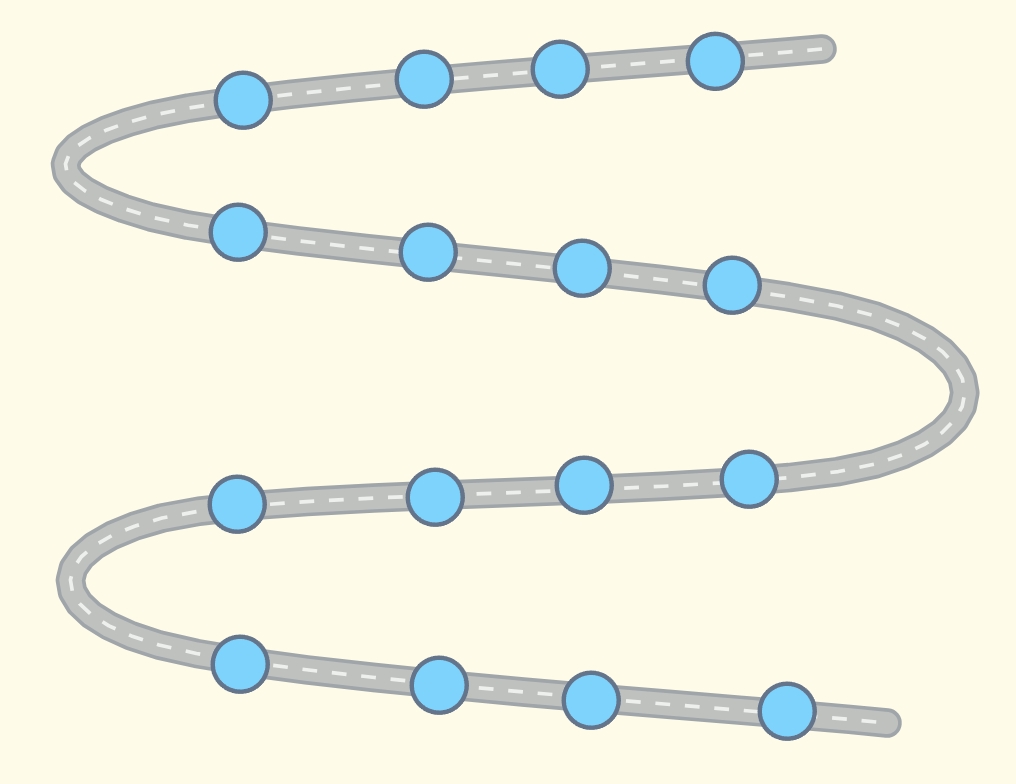 Step 6: Copy many circles onto the road